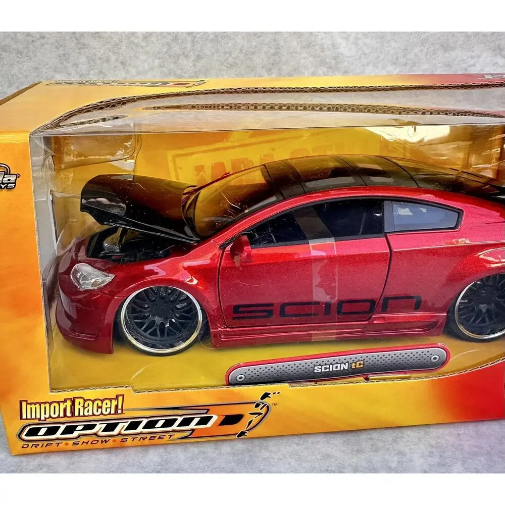 A45 NEW Jada Toys - Red SCION tC Import Racer Option D - 1:24 Die Cast, Sealed